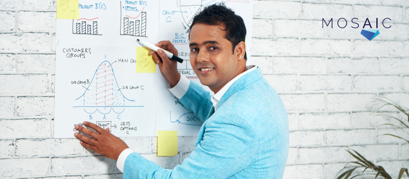 Man at white board. Product Manager jobs