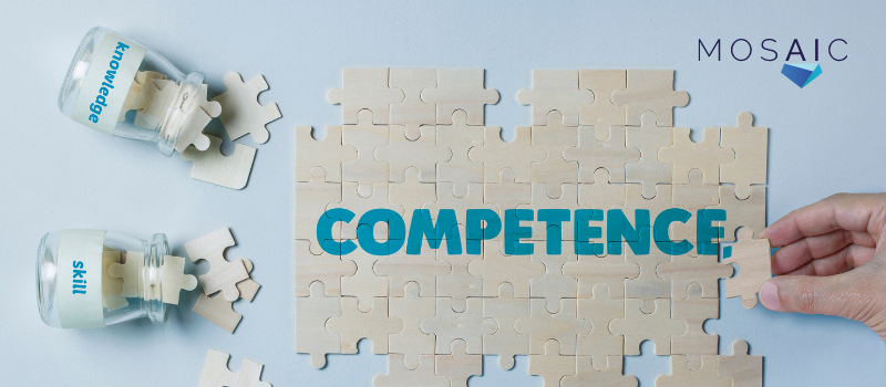 Puzzle with 'Competence' on pieces including competency skills